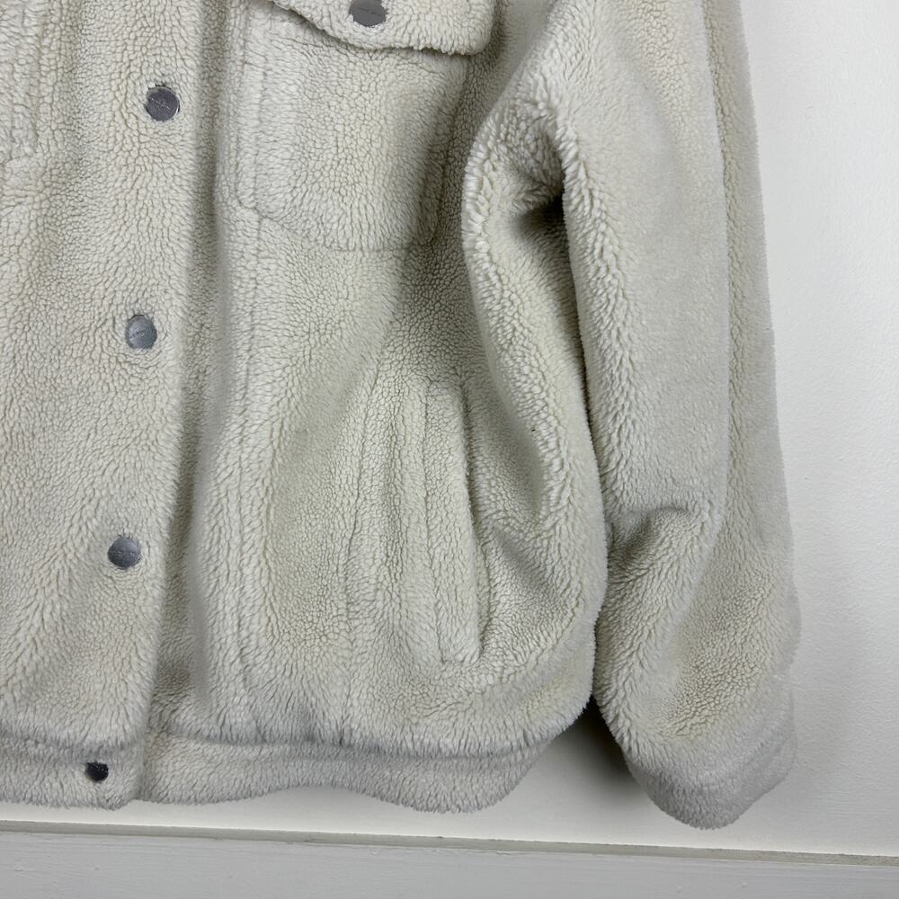Anine Bing Cream Sherpa Rory Snap Front Jacket S - Picture 5 of 7